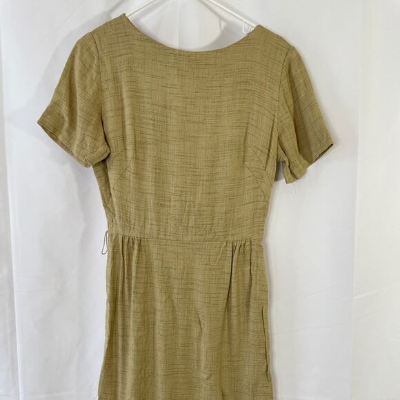 1970s Natural Linen Look Wiggle Dress – Small-Medium, Minimalist Retro Workwear - Picture 2 of 15